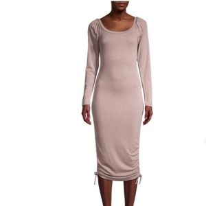 Betsey Johnson drawstring side body con long sleeve knee length dress women's M